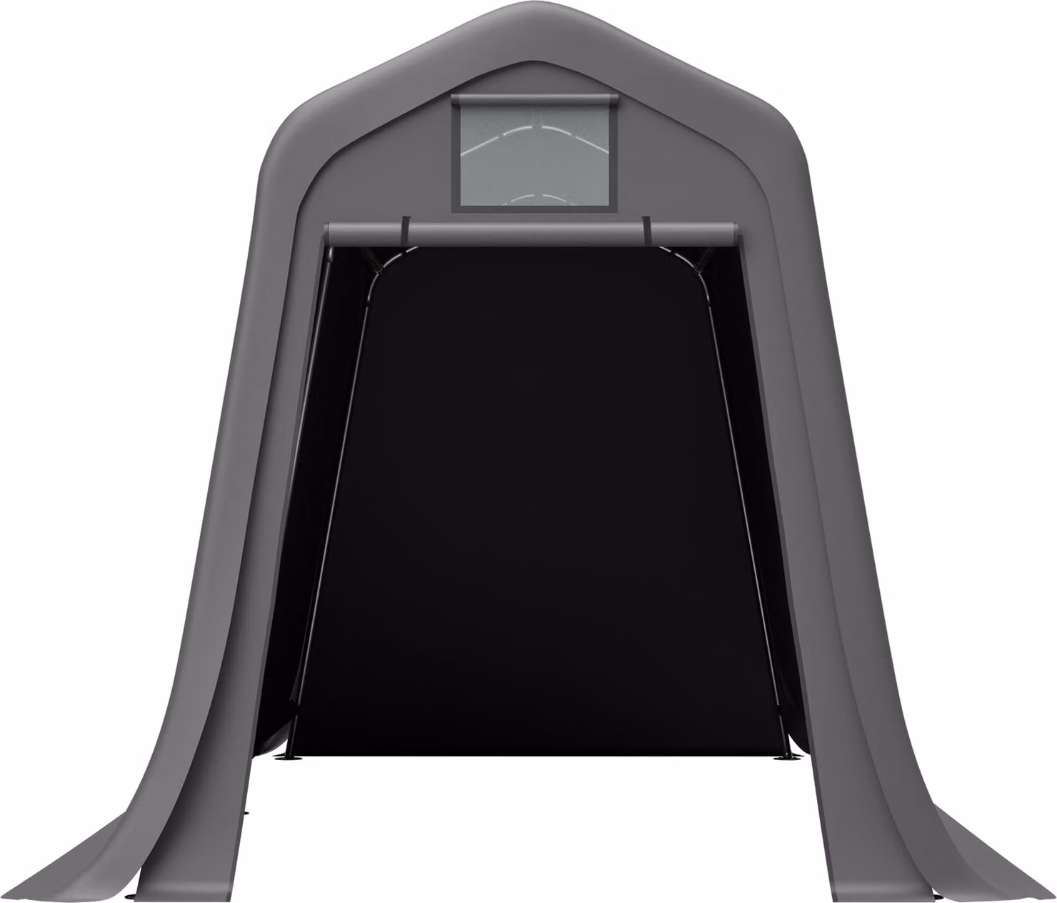 Ripostiglio per attrezzi 366x213x225 cm con tetto a punta – Materiale PE impermeabile con finestra di ventilazione, resistente ai raggi UV e al vento, con picchetti a L per moto inclusi