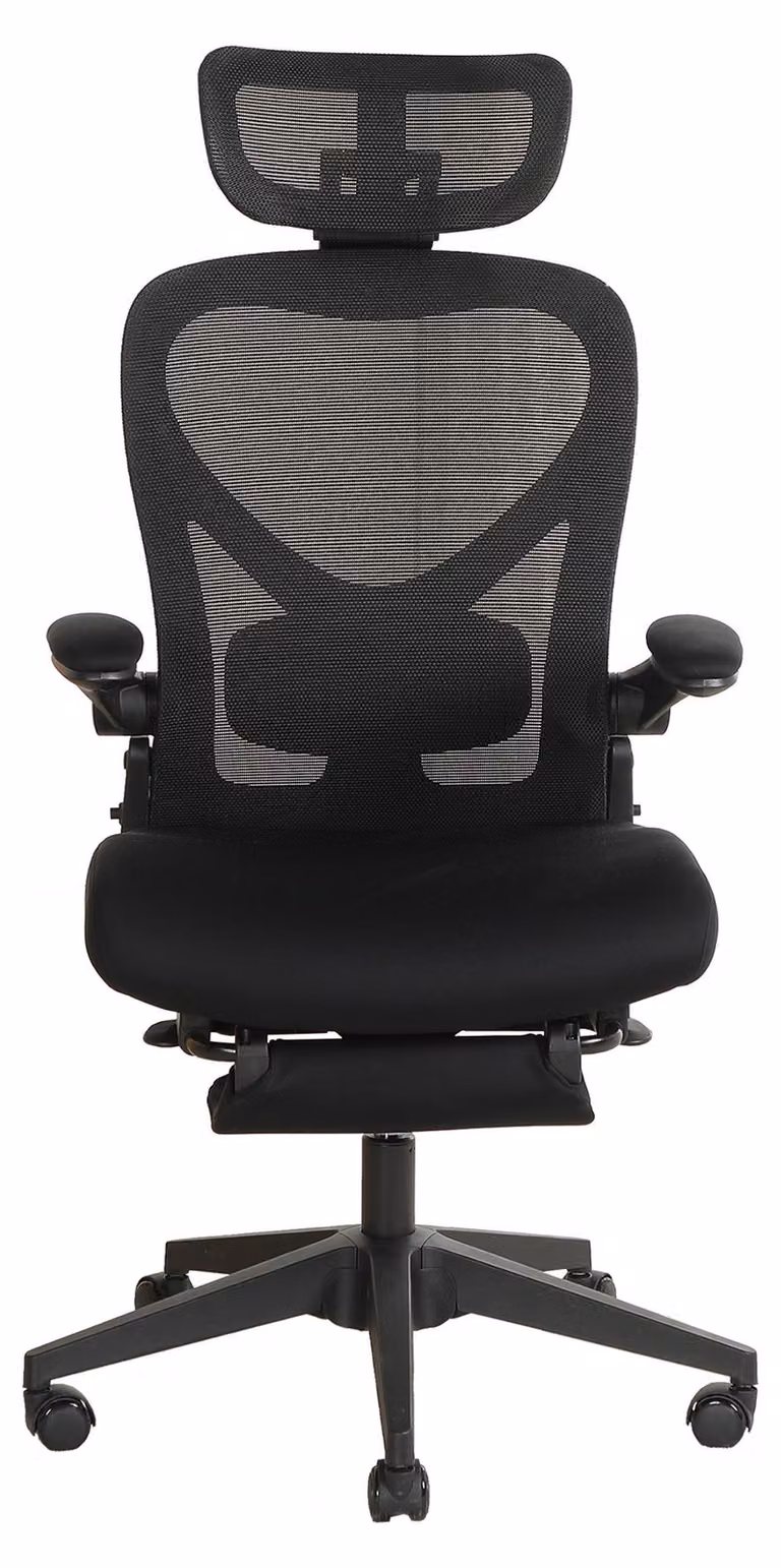 Sedia da ufficio ergonomica pieghevole, salvaspazio, con supporto lombare, cuscini in schiuma, braccioli pieghevoli, poggiatesta 3D e poggiapiedi. L3