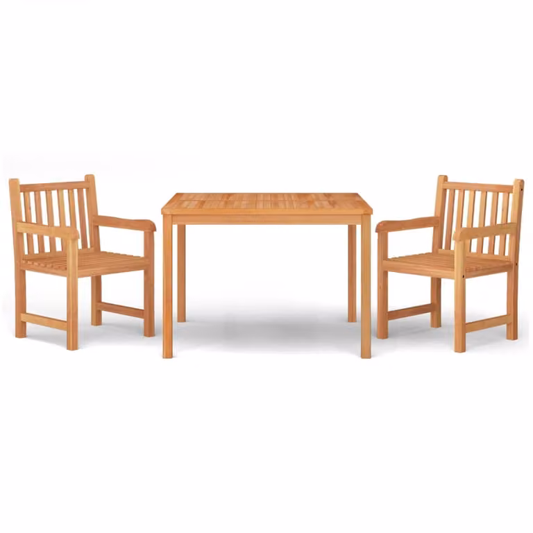 Set da Pranzo per Giardino 3 pz in Legno Massello di Teak