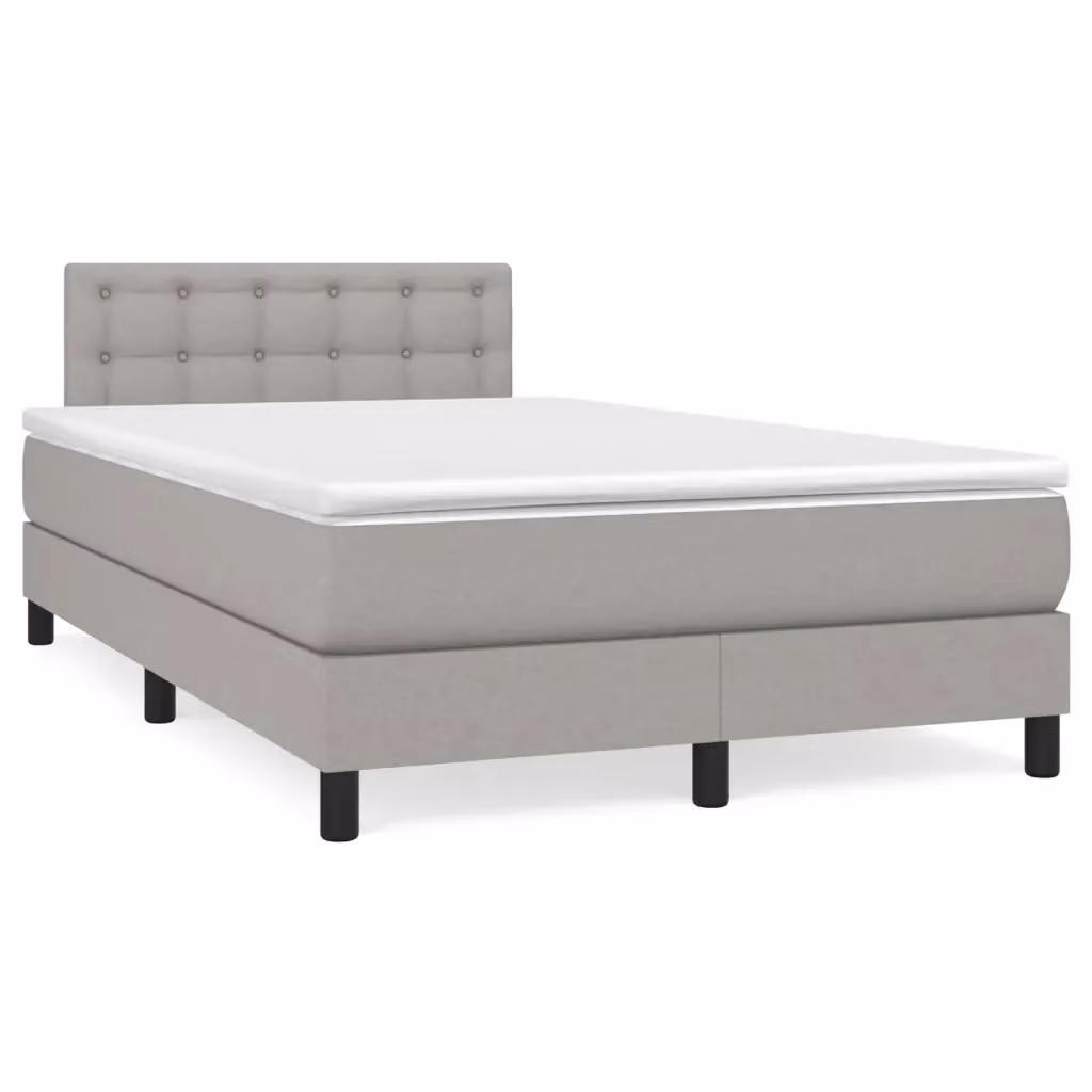 vidaXL Giroletto a Molle Ibrido con Materasso in Tessuto Grigio e Bianco L/P/H: 120 x 200 x 88 cm – 2