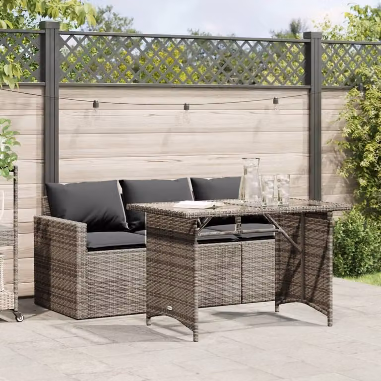 Maison Exclusive - Set da pranzo da giardino 2 pezzi con cuscini in polyrattan grigio