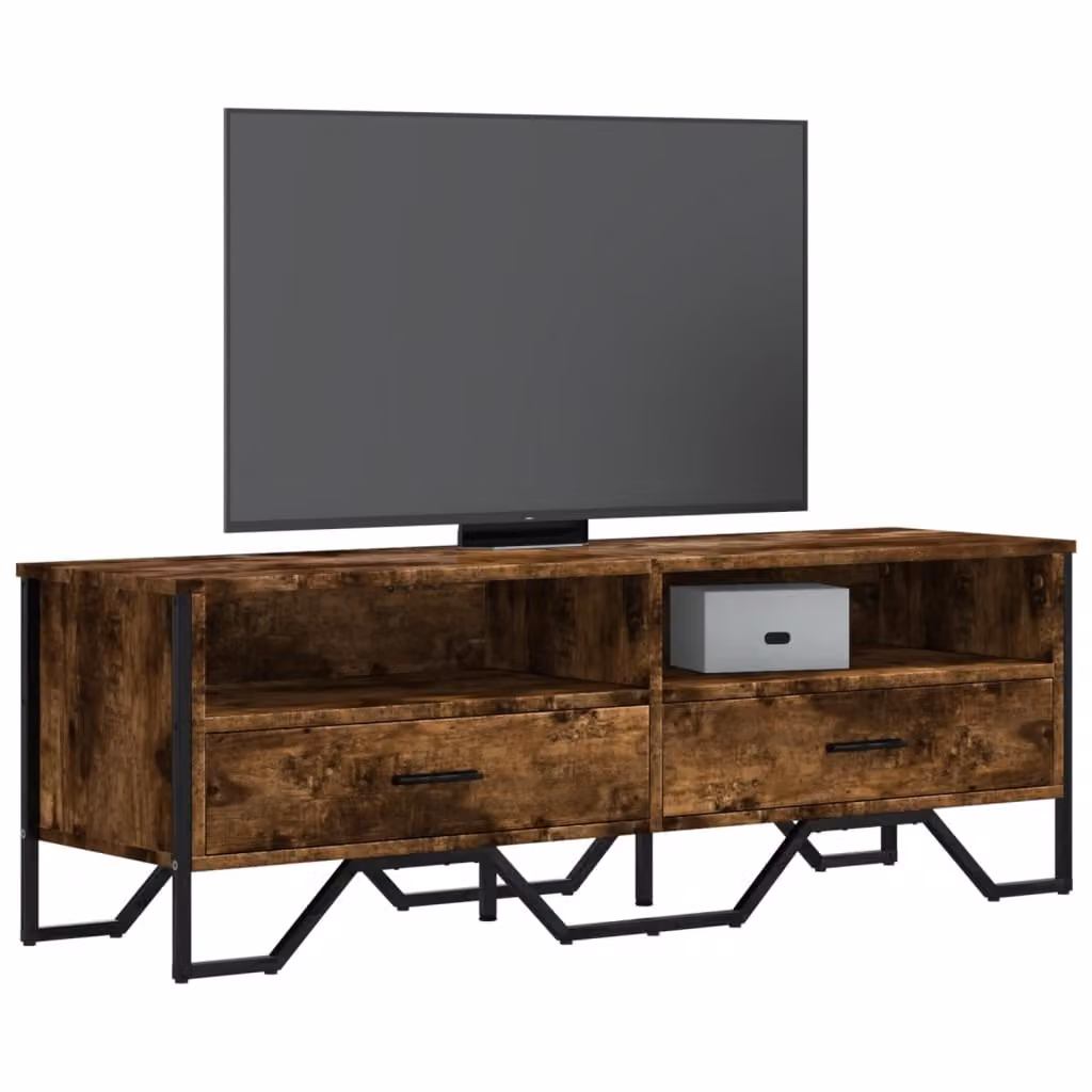 vidaXL Mobile Porta TV in Rovere Fumo e Metallo, L 122 x P 34 x H 41 cm