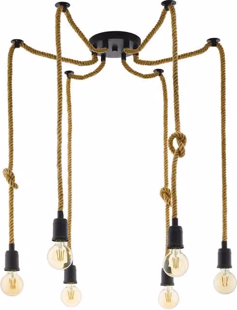 Lampadario a sospensione vintage Eglo Rampside in metallo nero con 6 luci E27