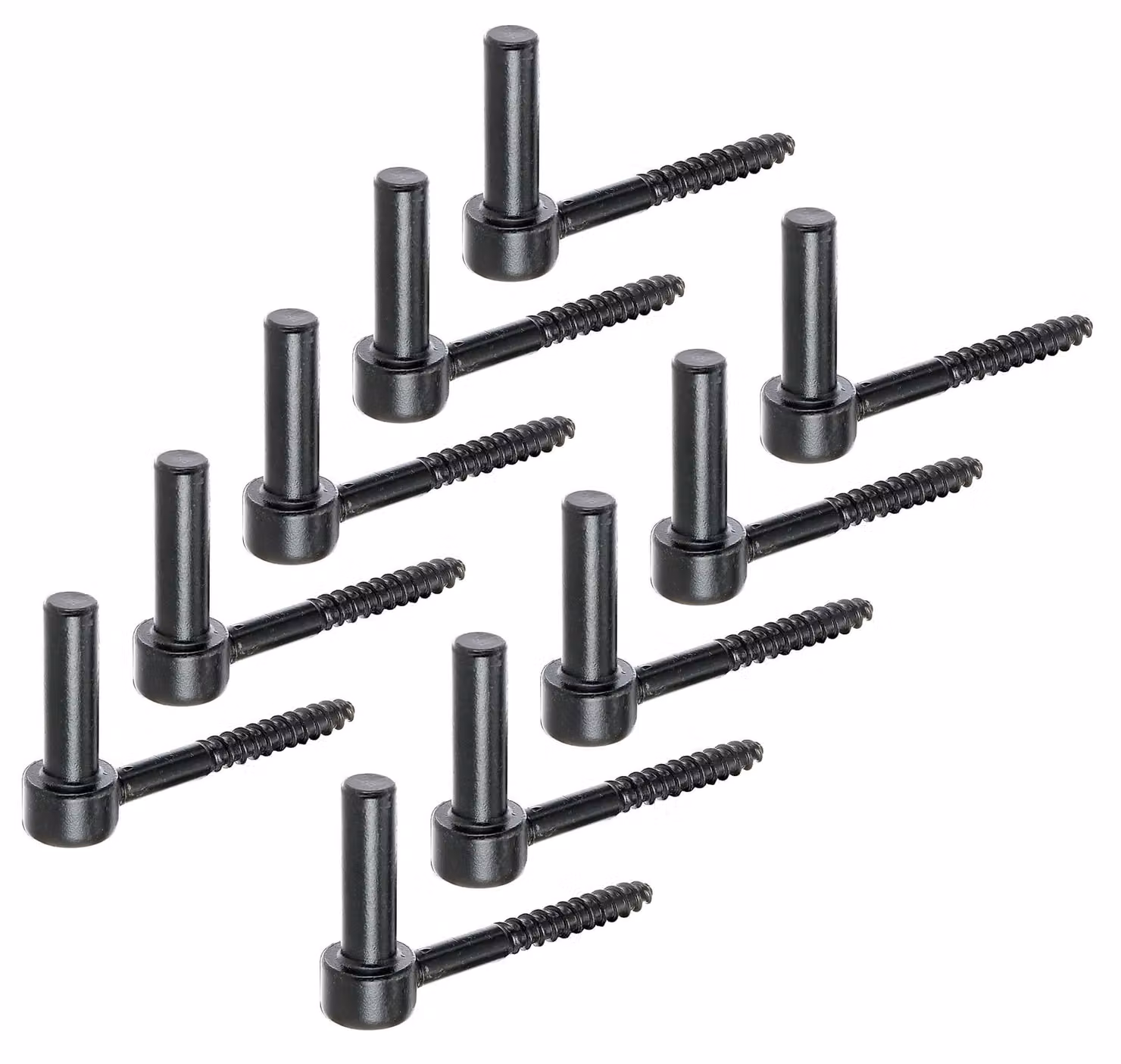 Alberts 863883 Cerniera a vite, gancio a J, con filettatura pre-tagliata, verniciatura a immersione nera, diametro del perno Ø14 mm, lunghezza 105 mm, set da 10 pezzi