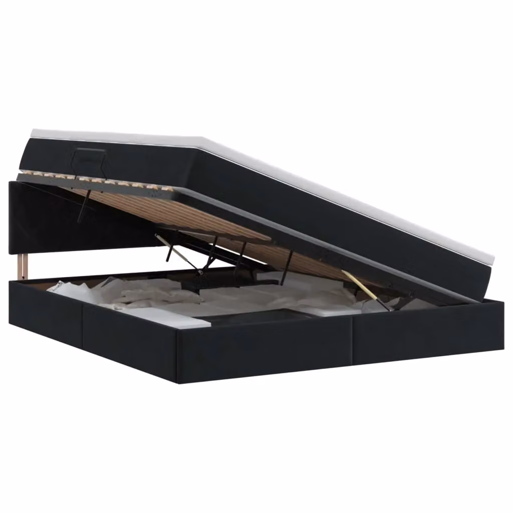 Letto con Contenitore e Testiera in Velluto Nero vidaXL L: 180 cm, P: 200 cm, H: 88 cm – 2