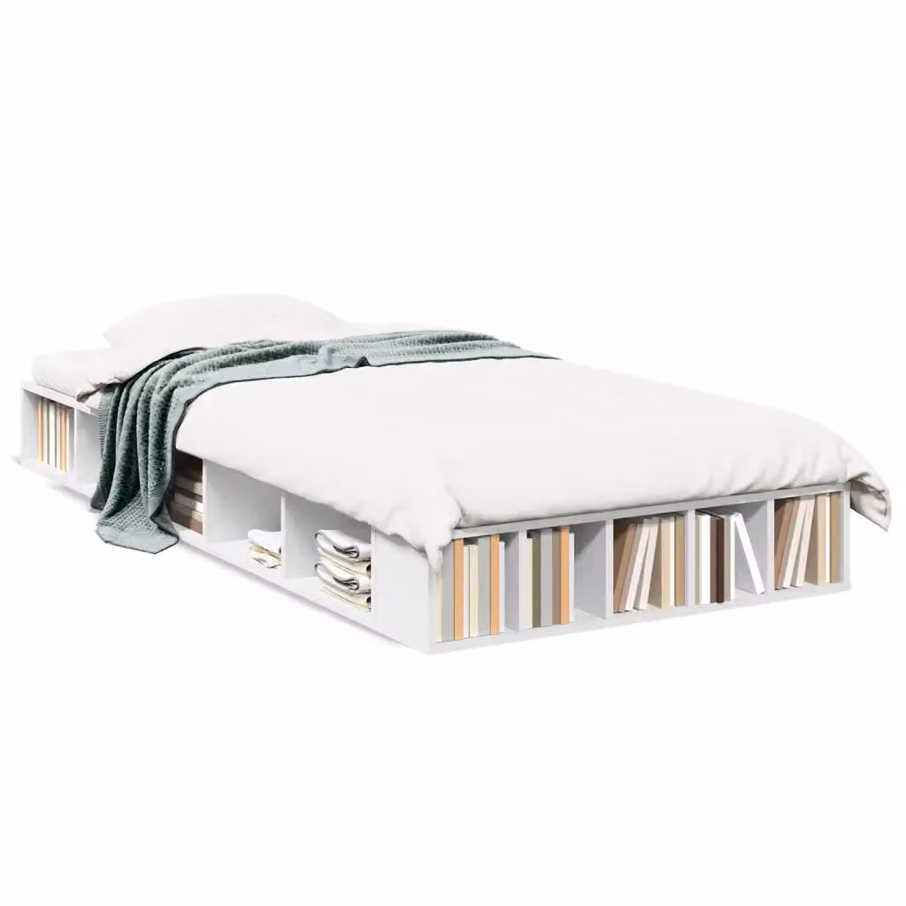 vidaXL Giroletto Bianco in Legno Multistrato con Doghe in Legno L/P/H: 90 x 190 x 20 cm – 2