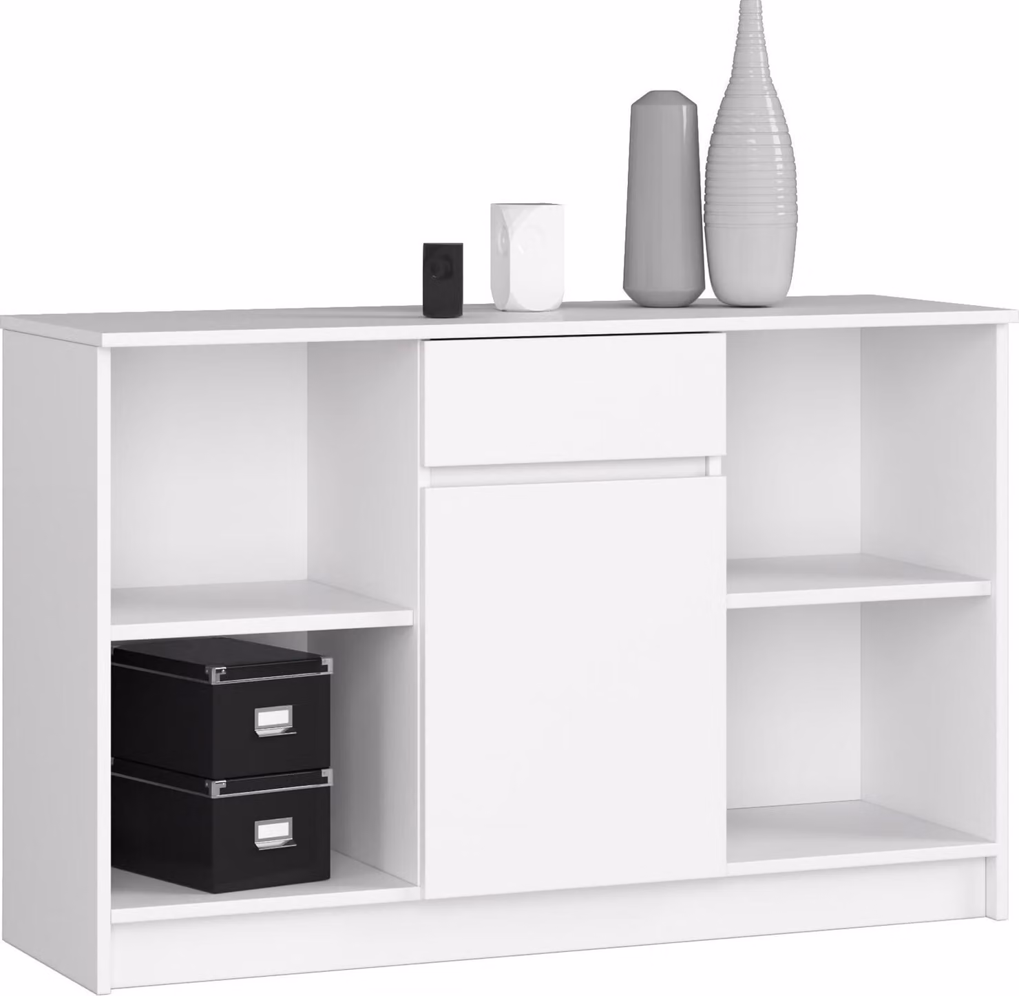 Comò elegante bianco B-17 con spazio di archiviazione e design minimalista