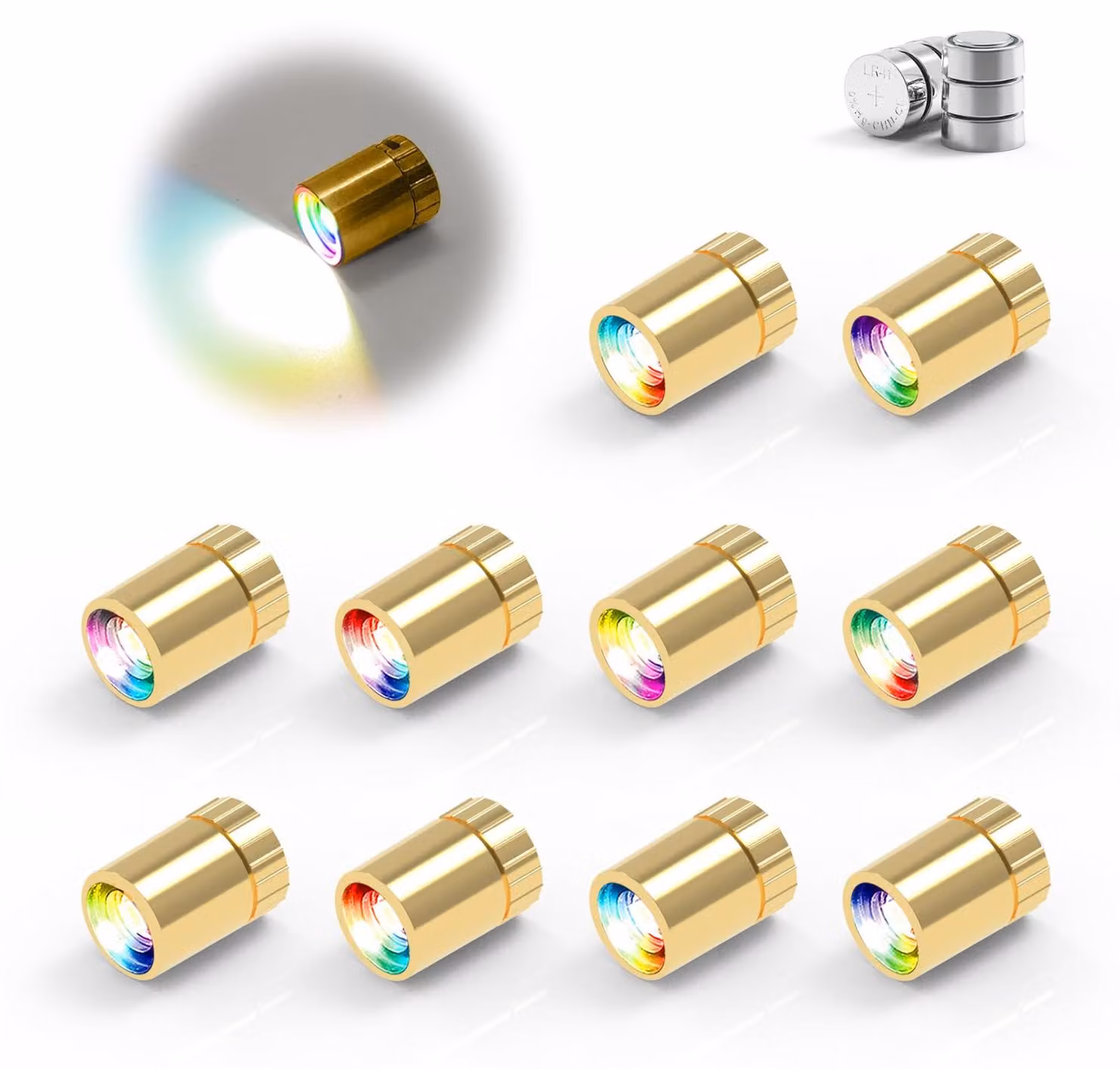 Set di 10 mini faretti LED, alimentati a batteria, luce bianco caldo
