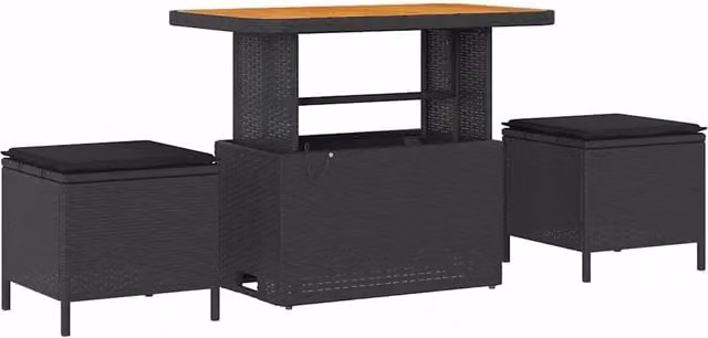Set da Pranzo per Giardino | Set Salotto da Giardino Nero polyrattan