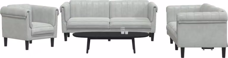 Maison Exclusive - Set divano 3 pezzi in velluto grigio chiaro