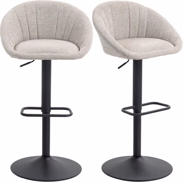 Sgabelli da bar Minimal con schienale e braccioli beige in tessuto e metallo