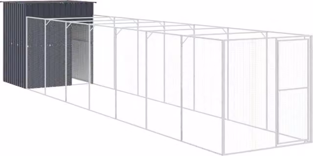 Cuccia per cani con recinto in metallo antracite resistente alle intemperie L: 863 cm, P: 165 cm, H: 181 cm