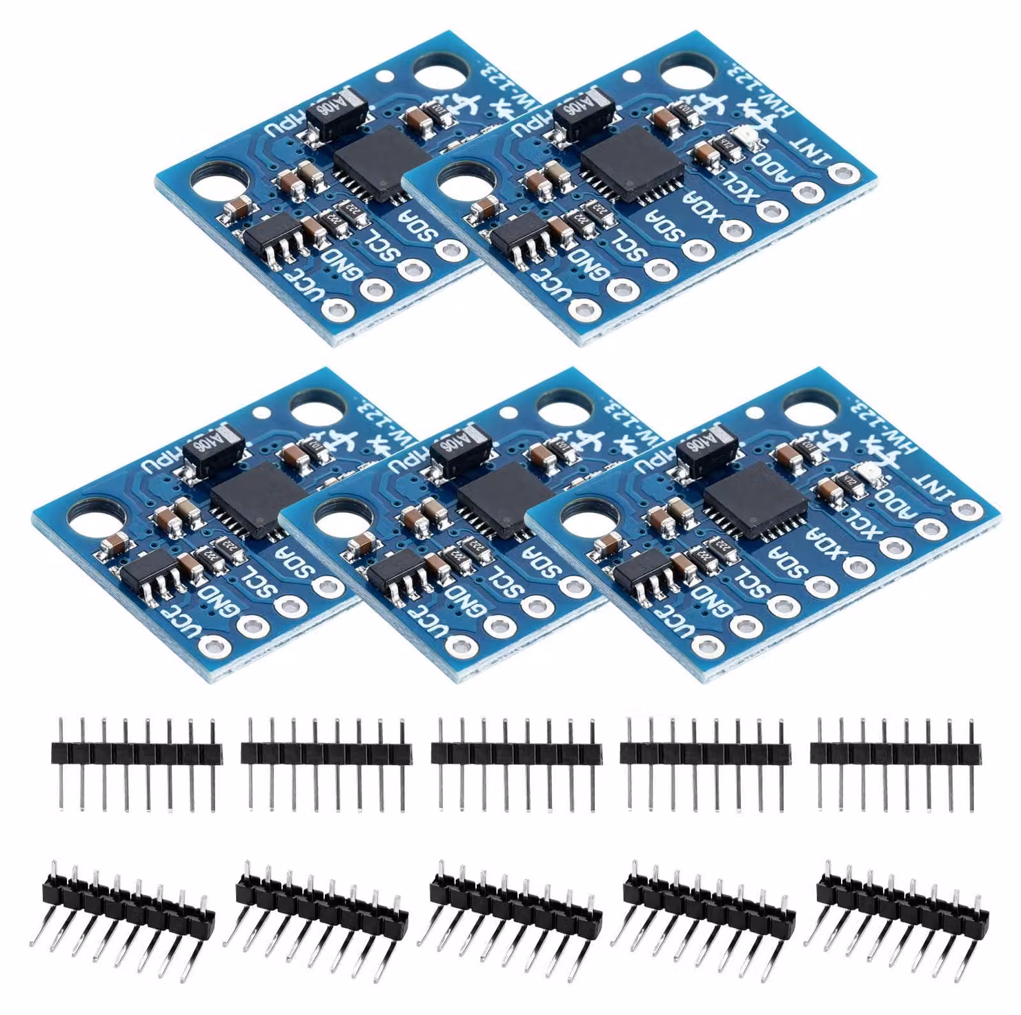Modulo giroscopio GY-521 MPU-6050 a 6 assi, confezione da 5 pezzi, interfaccia I2C, compatibile con Arduino