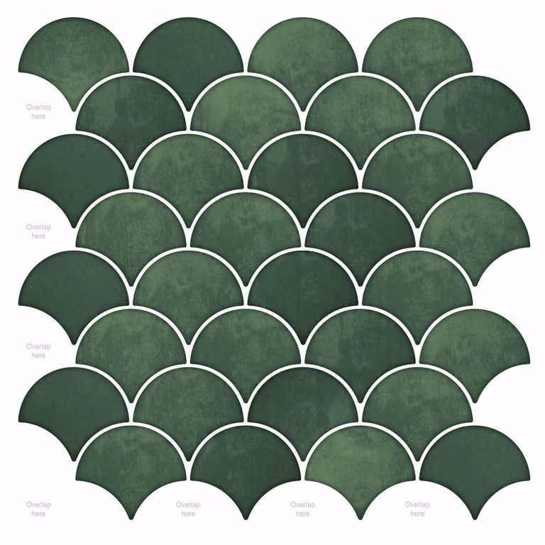 Set di 10 piastrelle a mosaico a scaglie di pesce vidaXL, colore verde, per decorazione pareti di bagno e cucina, 30 x 30 cm