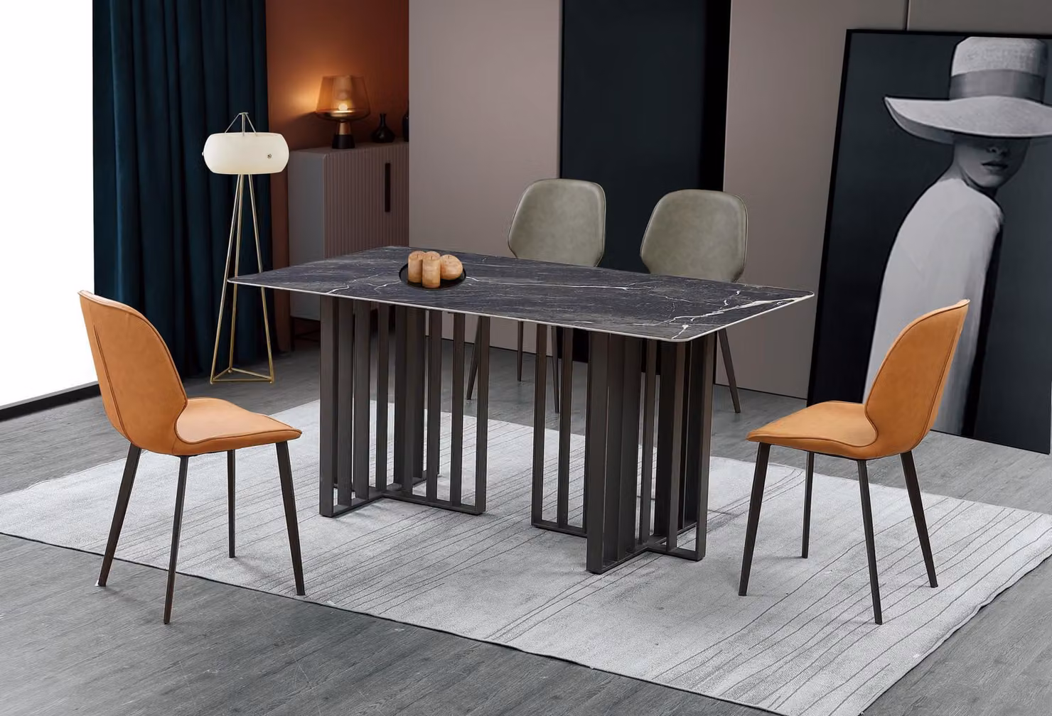 Tisch Stuhl Esszimmer Möbel Lehnstuhl Set Garnitur Gruppe Tische 5tlg. Sitz