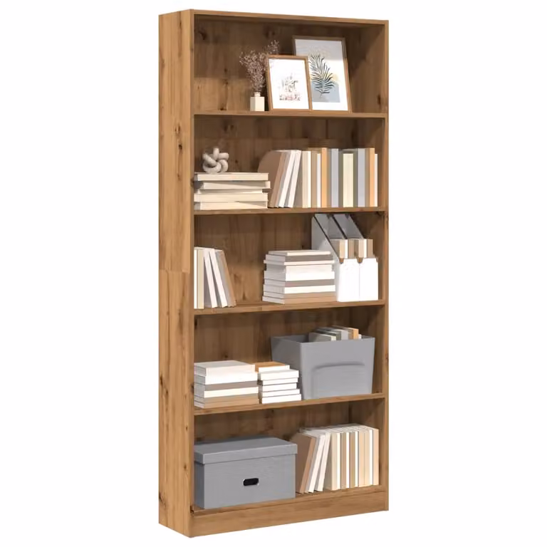 Libreria moderna vidaXL in legno Rovere marrone con pannello posteriore L: 80 cm, P: 24 cm, H: 176 cm