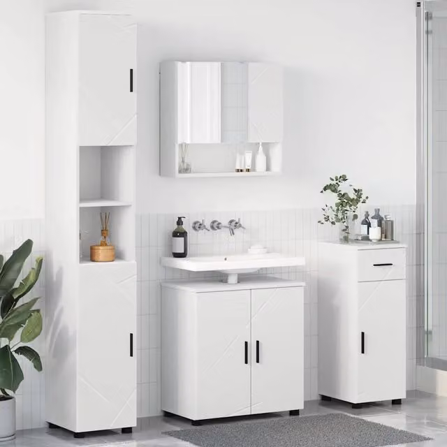 Set di mobili per il bagno 4 pz Bianco 61 x 35 x 64 cm 3392973