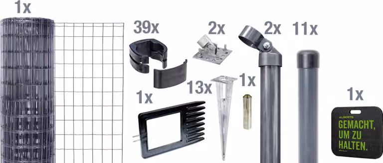 Alberts 695798 Fix-Clip Pro come set completo di recinzione, con presa a terra e cuscino per ginocchio, antracite, altezza 122 cm, lunghezza 25 m