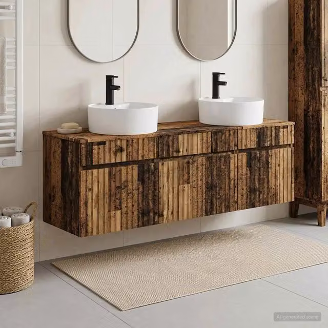 Set di Armadi da Bagno 3 pz Legno antico 49 x 44,5 x 65 cm