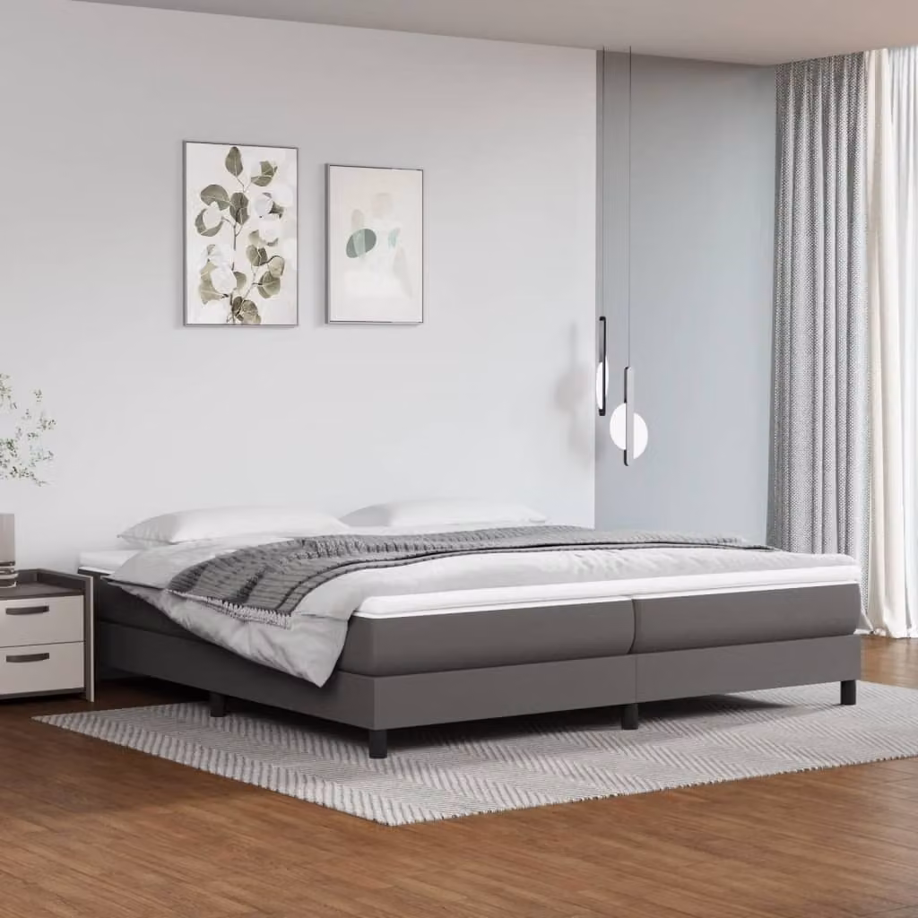 Maison Exclusive - Giroletto a Molle con Materasso Grgio 200x200 cm in Pelle finta