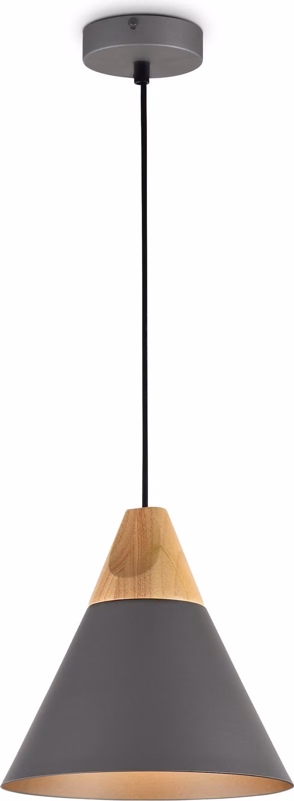 Sospensione Minimal Bicones Metallo Legno Nero Oro 1 Luce