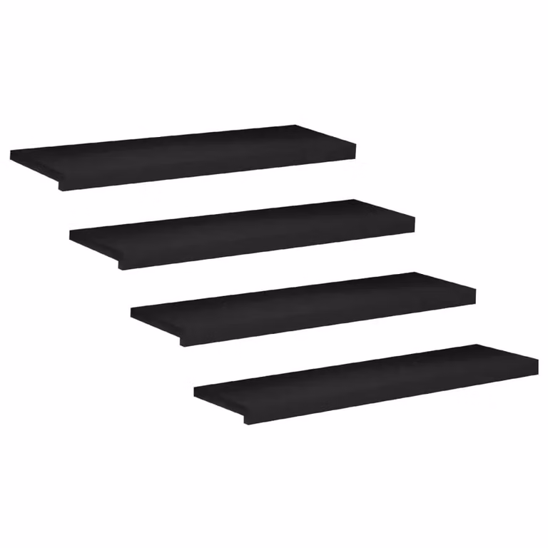 Set di 4 tappeti per scale vidaXL in legno di faggio, colore nero, L 90 x P 25 x H 2 cm