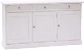 Credenza madia buffet Shabby chic 3 ante mod Martini bianca con ferramenta argento anticato
