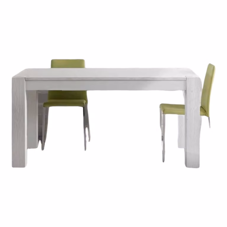 Tavolo rettangolare allungabile in abete bianco spazzolato Mobili 2G L/P: 140 x 90 cm con 2 allunghe da 40 cm