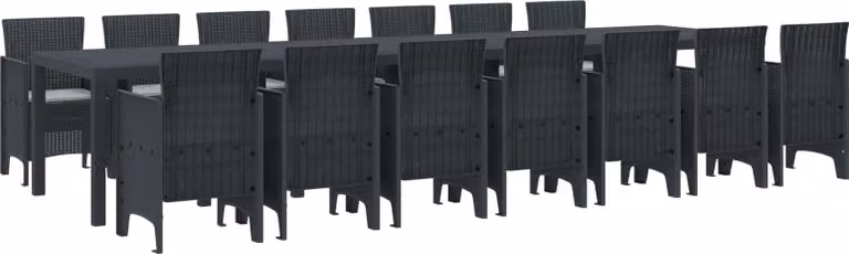 Set da pranzo da giardino con cuscini 15 pcs Antracite PP
