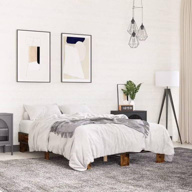 Giroletto vidaXL in legno e metallo, Rovere Fumo e Bianco, L/P: 120 x 200 cm