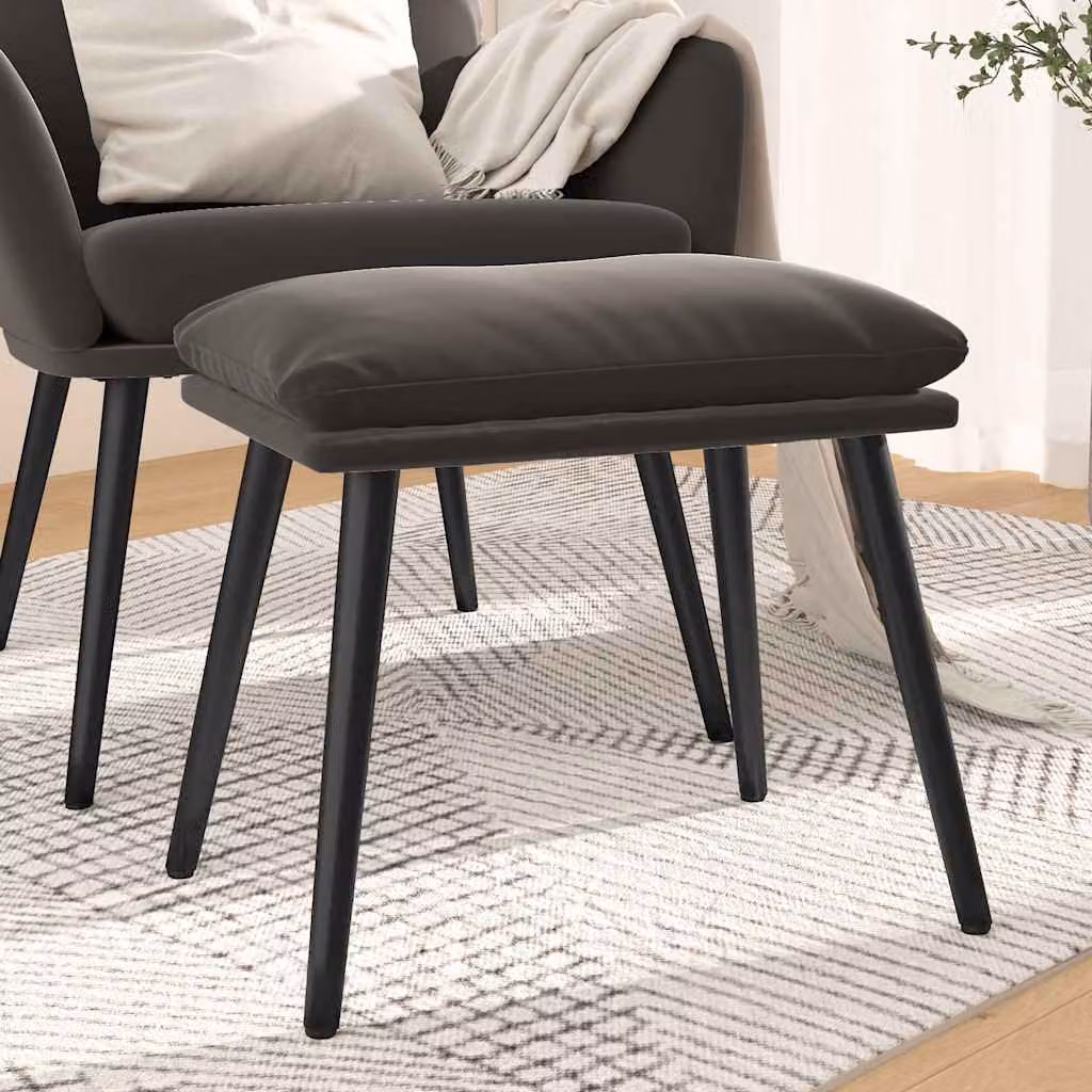 Poggiapiedi vidaXL in Velluto Grigio con Struttura in Metallo, L 45 x P 29,5 x H 35 cm