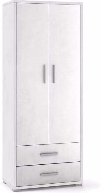 Armadio 2 Ante 2 Cassetti 71x182x41 cm Ossido Bianco