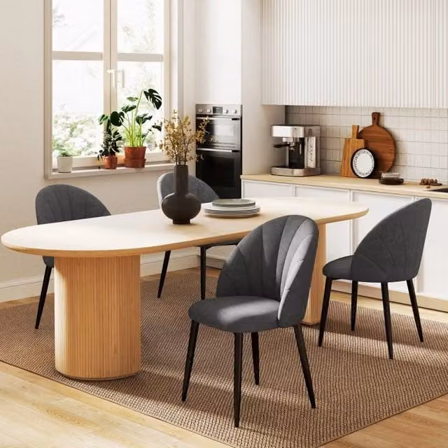 Set da 4 sedie da pranzo REDOM in metallo e tessuto grigio L: 52 cm, P: 54 cm, H: 79 cm – 1