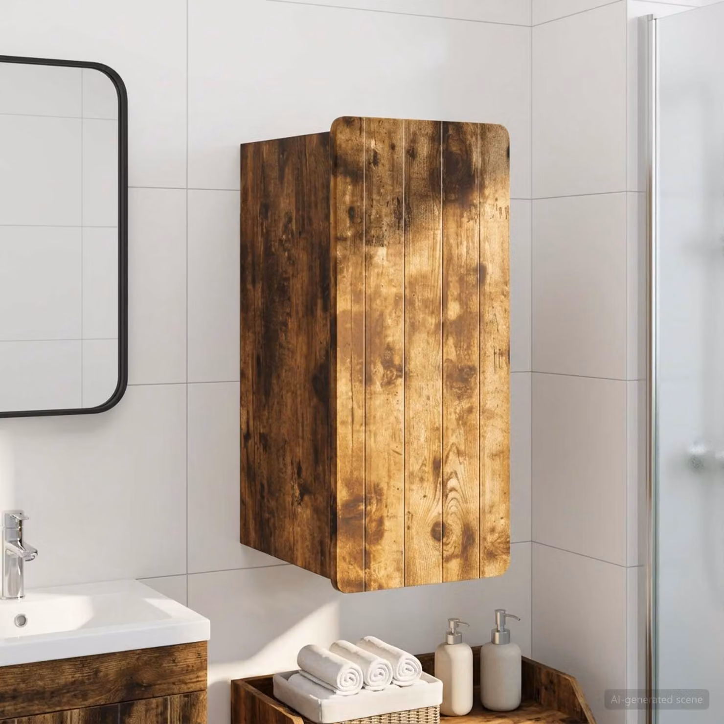 Armadio da bagno a muro vidaXL ZWOLLE in rovere fumo marrone L/P/H: 30 x 31 x 63 cm
