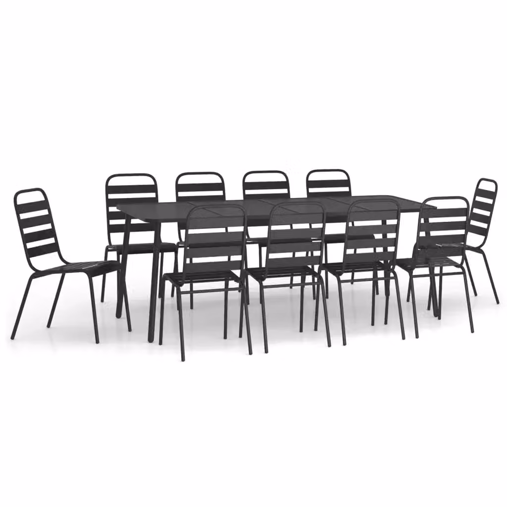 Set da pranzo da giardino moderno vidaXL in acciaio antracite opaco, 11 pezzi – 2