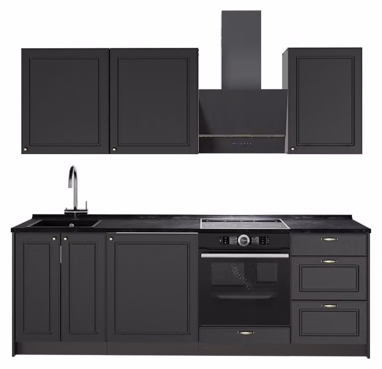 Cucina componibile Vicco Fame-Line Oro-antracite rustico/Antracite 230 cm, PL Antracite, Model 63949