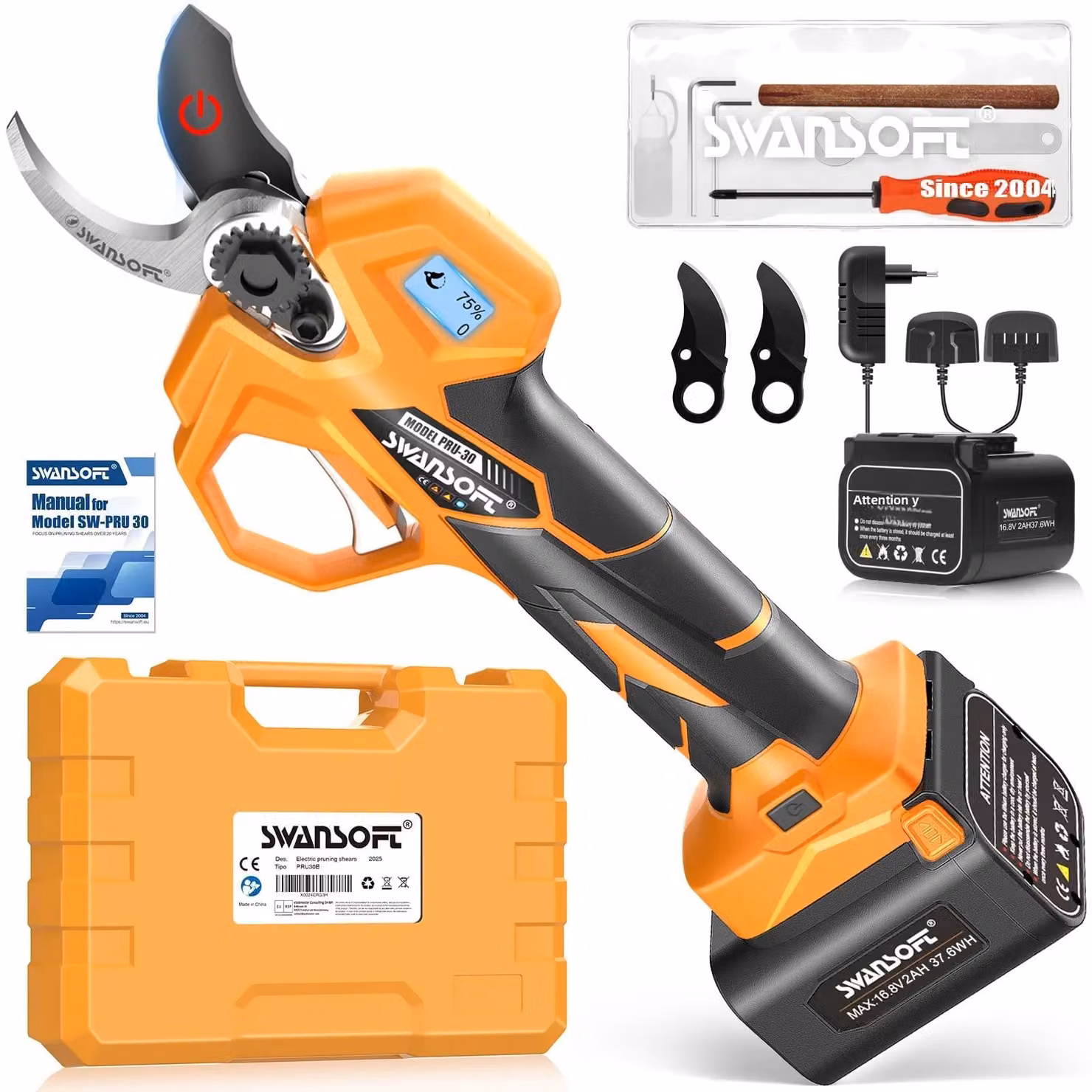 Potente tagliasiepi elettrico con una larghezza di taglio di 30 mm, motore da 830 W e lama in acciaio SK5 con rivestimento in teflon