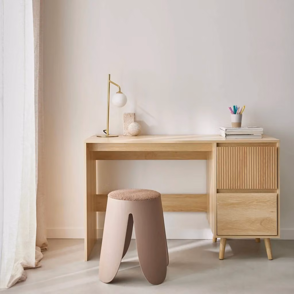 Scrivania in stile scandinavo Sweeek in legno marrone con piano rettangolare L: 120 cm, P: 60 cm, H: 75 cm – 2