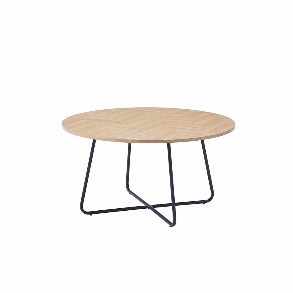 Home Deluxe - Tavolino rotondo NOVARA 88 x 47 cm- Rovere a lisca di pesce | Tavolo da divano, tavolo da salotto, soggiorno