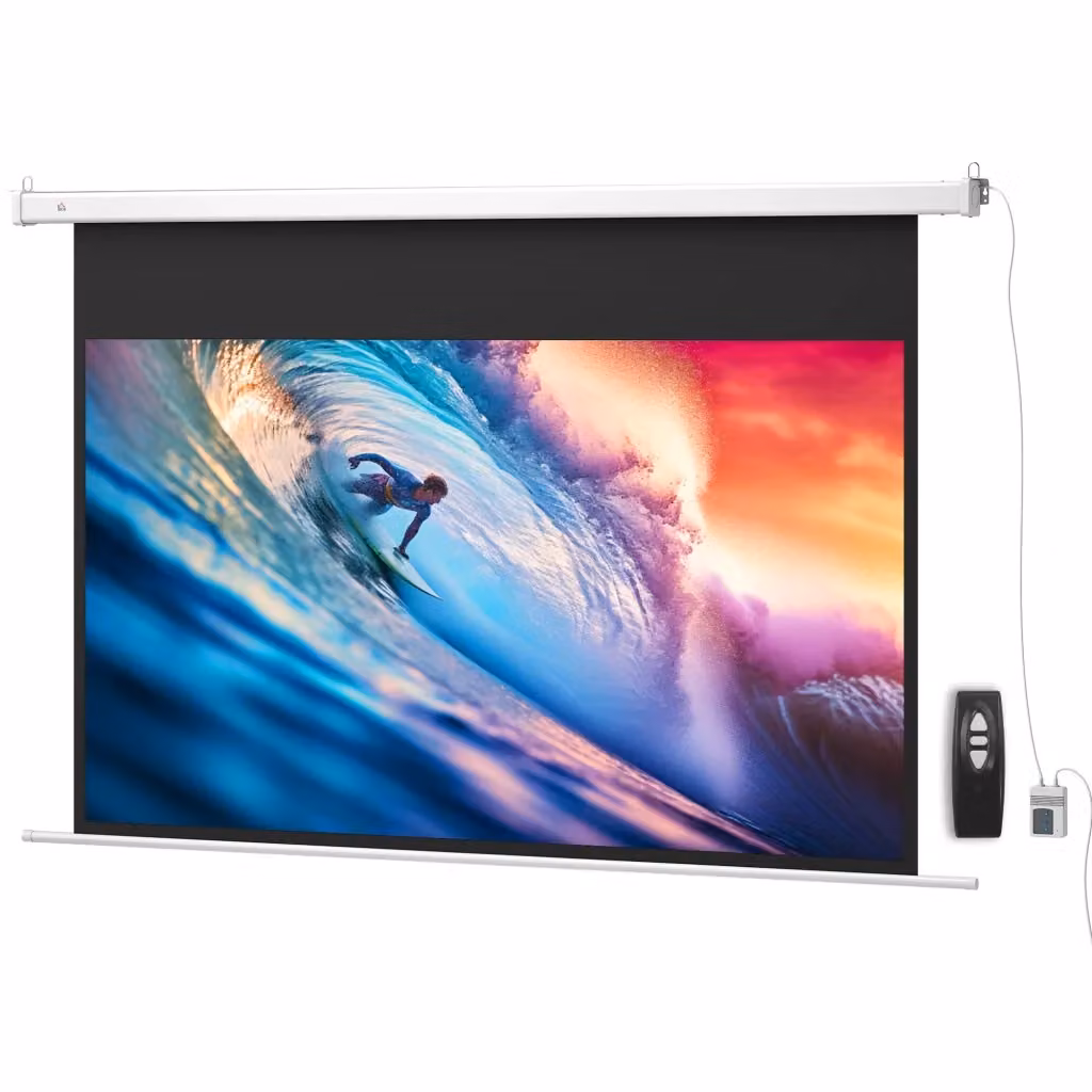 Telo per Proiettore Minimal Bianco in PVC da 84 Pollici con Formato 16:9 e Qualità 4K UHD, L: 212 cm, H: 150 cm – 2