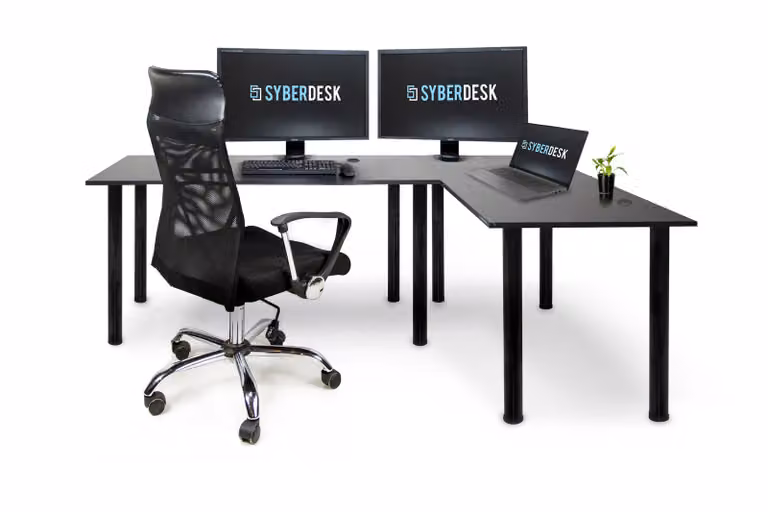 Scrivania angolare SyberDesk Gaming Pro 197 x 132 cm - grande scrivania per computer, scrivania angolare, scrivania per ufficio e giochi (destra, nero)