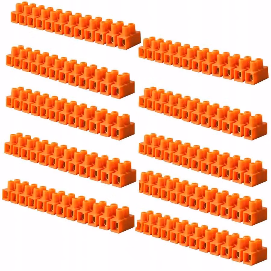 Barra morsettiera a 12 poli, sezione 4 mm², colore arancione, modello 0931-00 PL, confezione da 10 pezzi