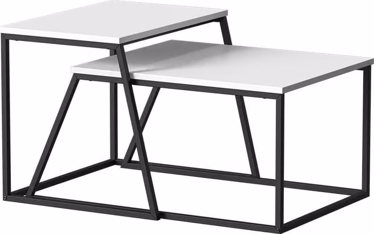 Tavolino da divano Vicco Myra Bianco/nero 60 x 50 cm 2 parti, Model 56367