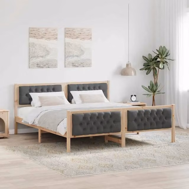 Struttura del letto-Giroletto Grigio scuro 180 x 200 cm Pino massello 398922