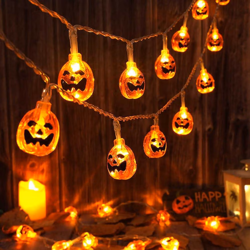 Catena luminosa a LED per Halloween, marca 3M, 20 LED, alimentazione USB, motivo zucca