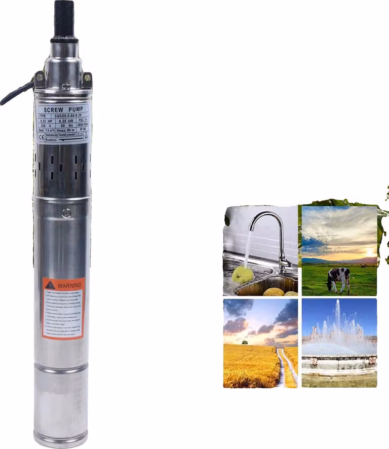 Pompa sommergibile da 3 pollici, portata massima di 1600 litri/ora, altezza massima di pompaggio di 80 metri, 220V, conforme agli standard UE