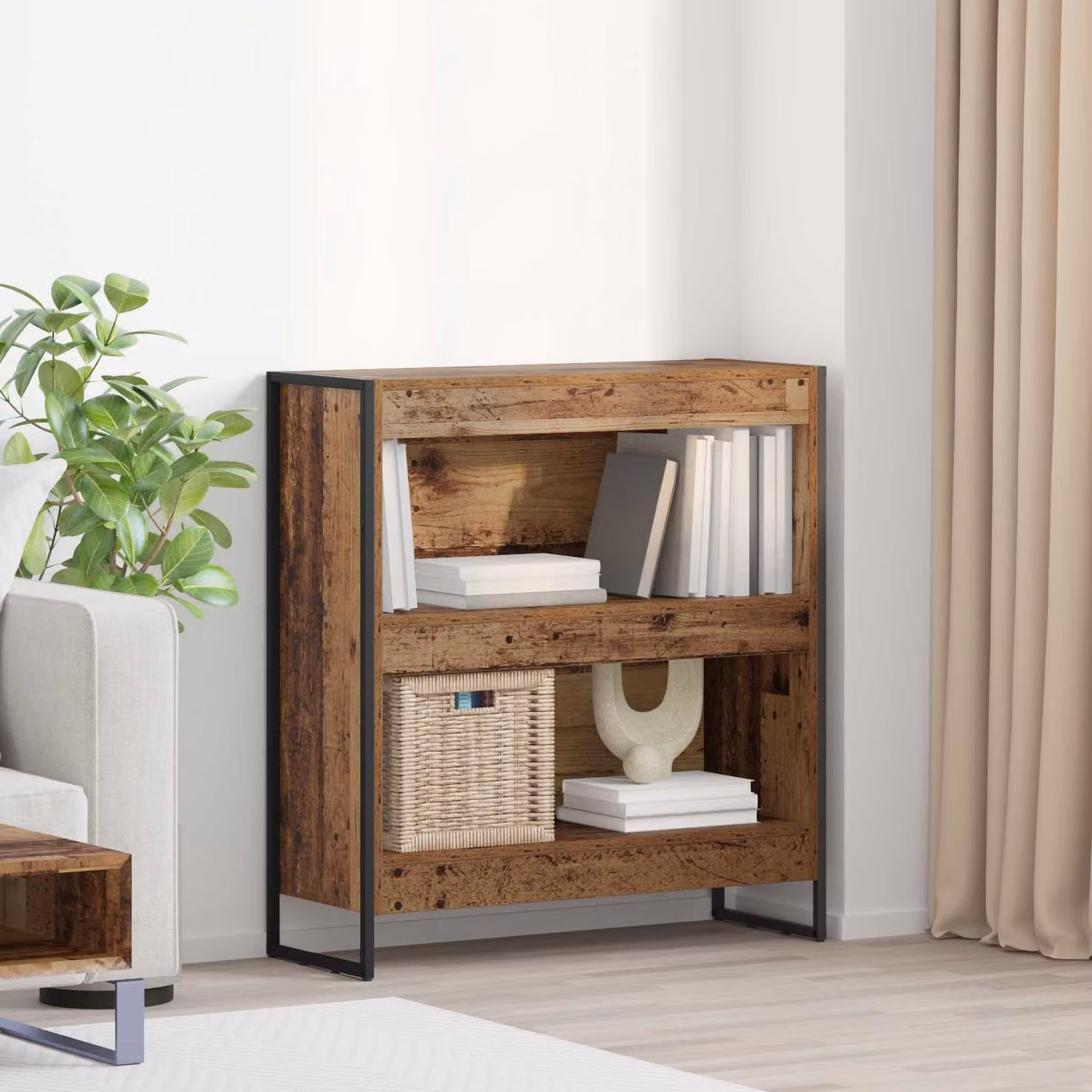 vidaXL Armadio per Libri in Stile Industrial Marrone con Legno e Metallo L: 80 cm, P: 30 cm, H: 86,5 cm