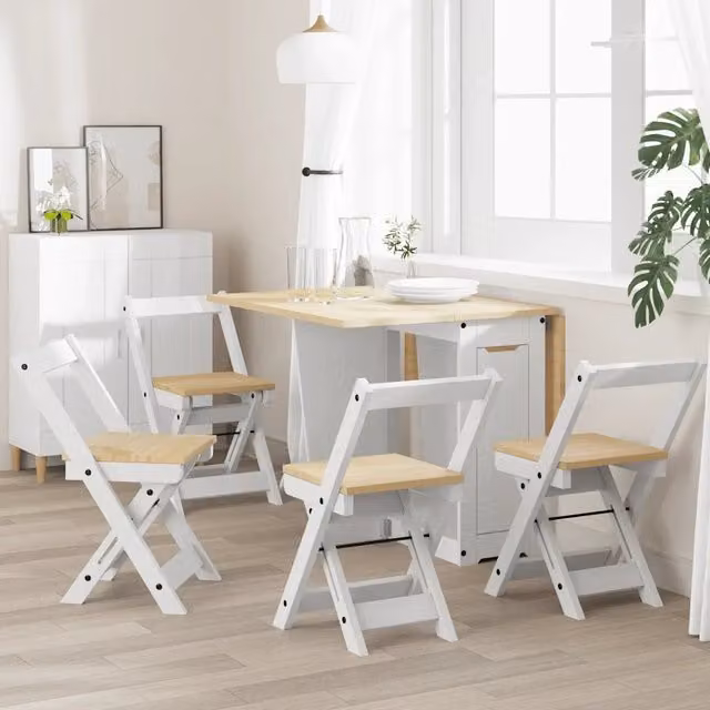 Set di 4 sedie pieghevoli Corona vidaXL in legno di pino cerato per cucina e soggiorno