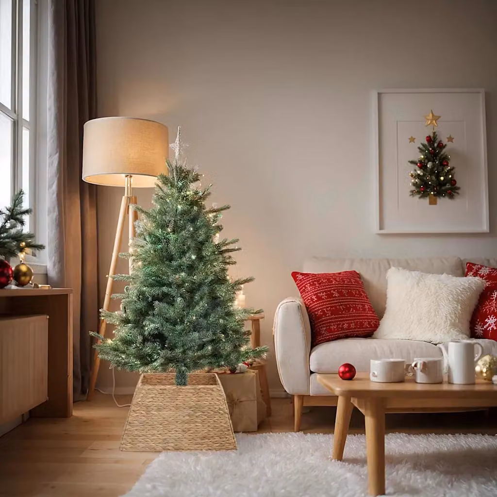 vidaXL Collare per Albero di Natale Quadrato Marrone 70 x 70 x 28 cm