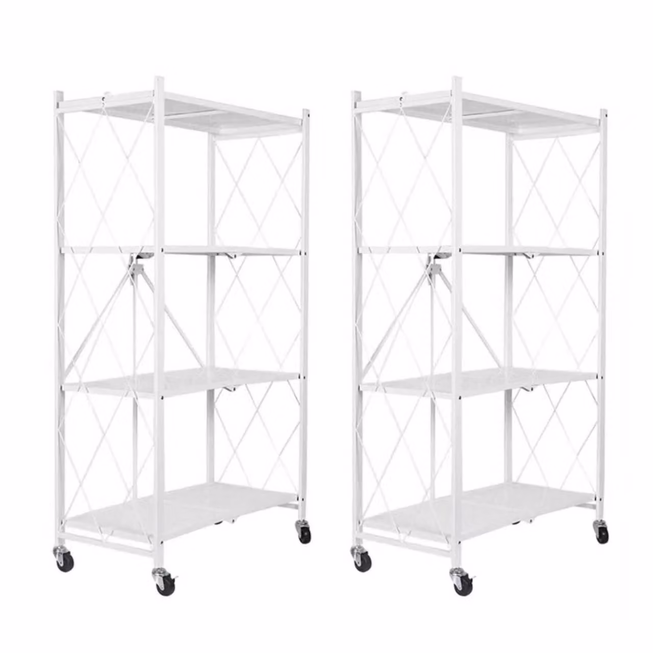 SevenComfort: Scaffale da cucina, scaffale a colonna, scaffale per microonde, scaffale per tavolo da cucina con 4 ripiani, carrello da cucina, set di 2 pezzi, colore bianco